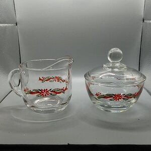 Vintage Holiday Creamer & Sugar Set